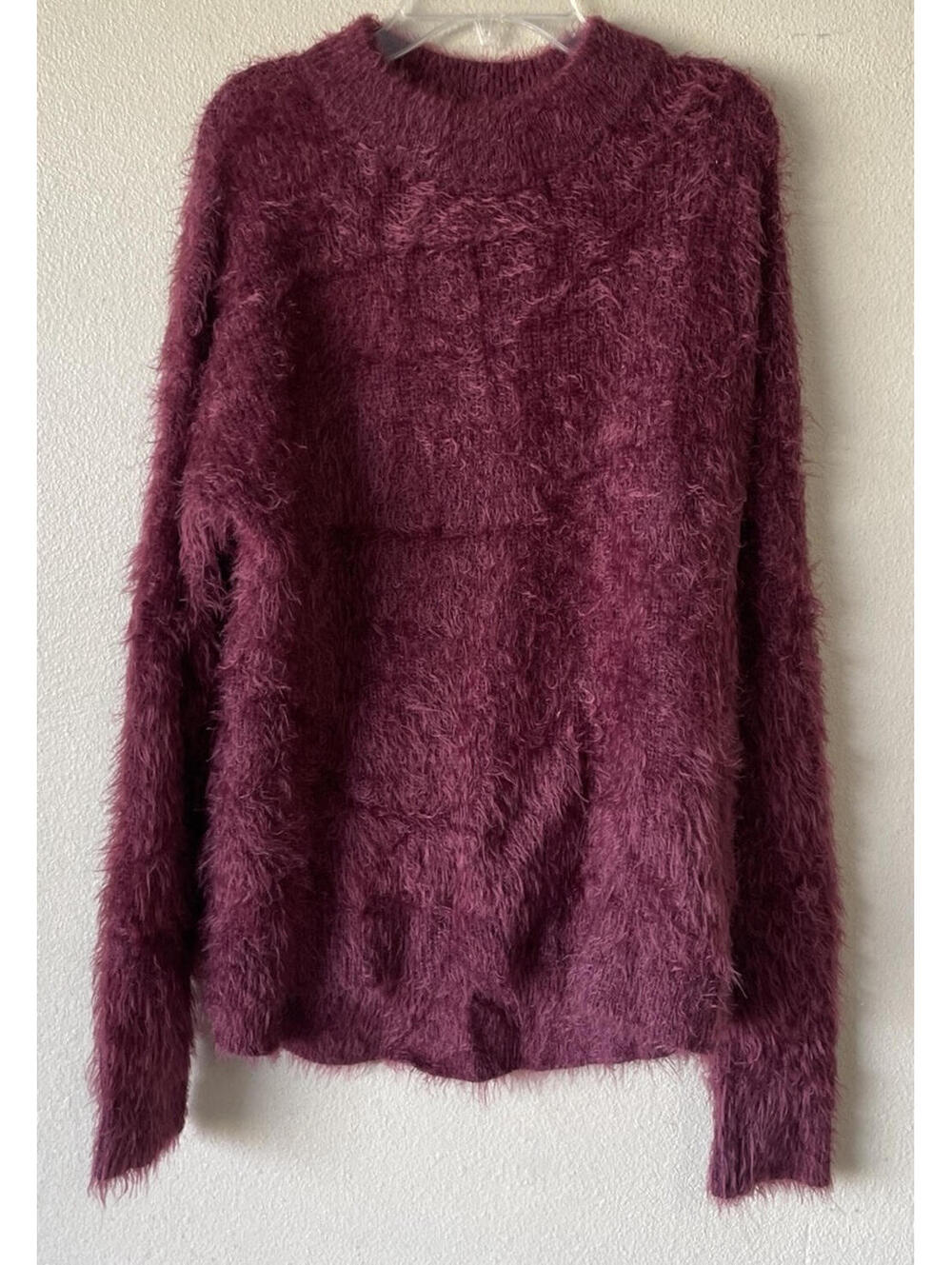 A New Day Medium Sweater Maroon Wine Red Fuzzy